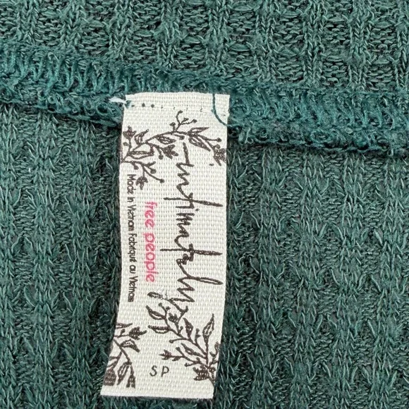 Intimately Free People waffle-knit button down green long sleeve shirt small - Picture 3 of 4